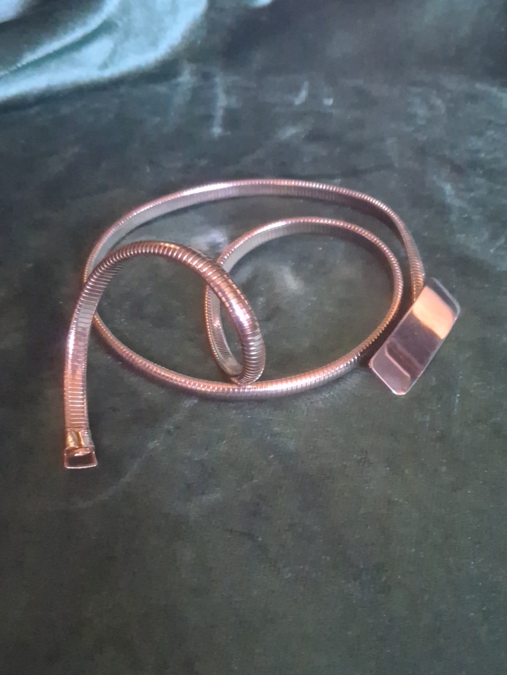 Minimalist Vintage Metallic Slinky Snake Chain Stretch Belt - Made in USA
